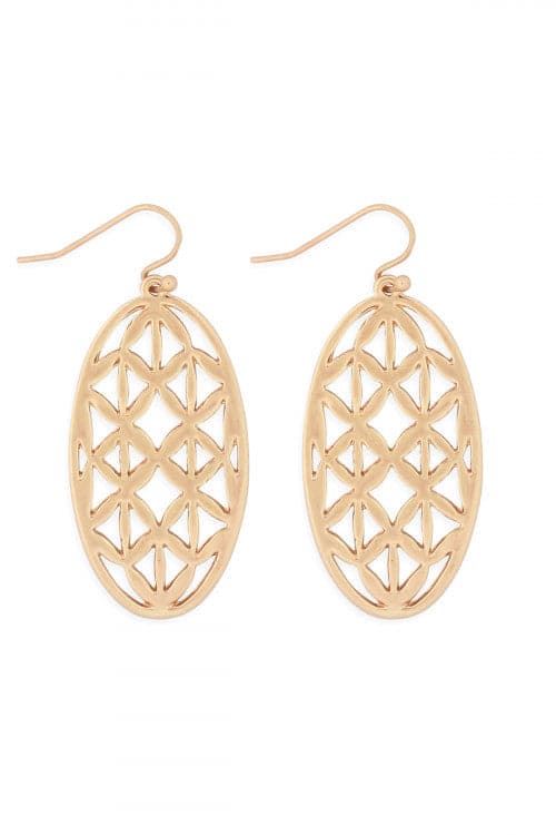 Set of 6 Gold Oval Filigree Dangle Earrings