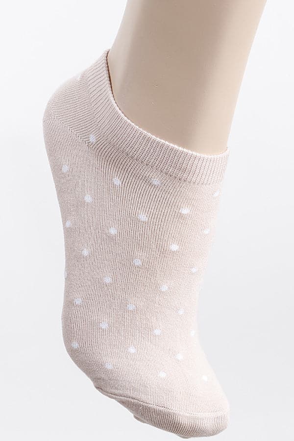 Pack of 6 Elegant 220 Nude Polka Dot Ankle Socks