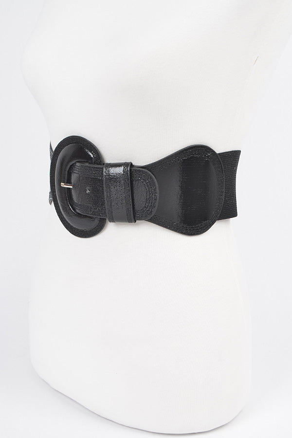 Set of 6 Metallic 1678 Gold Faux Leather Elastic Belts