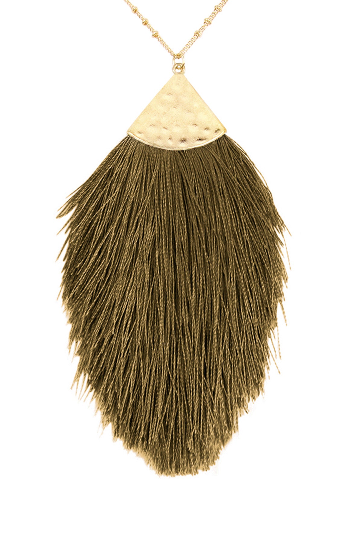 Set of 6 Olive Tassel Pendant Necklaces with 30-Inch Length