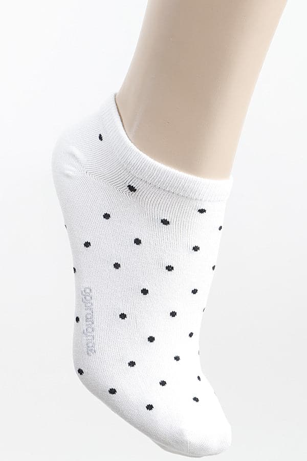 Pack of 6 Pure White 220 Polka Dot Ankle Socks