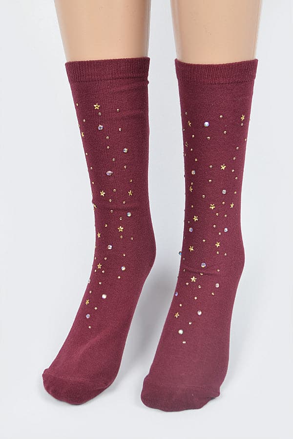 Pack of 6 Stylish Burgundy 4258 Fashion Socks