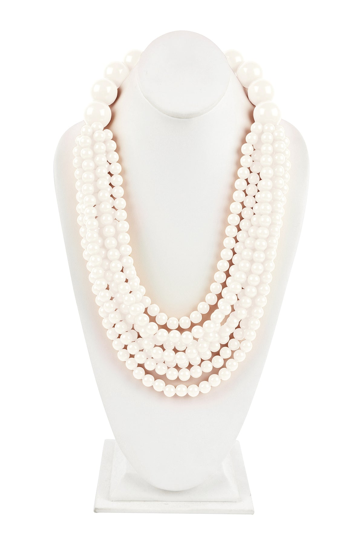 Set of 6 Natural Round Bead Layered Statement Necklaces and Earrings