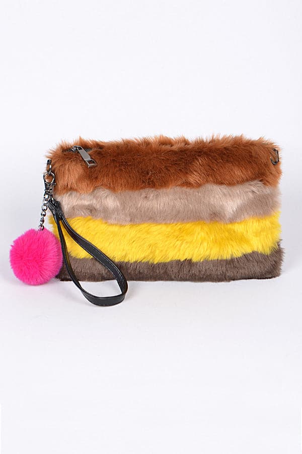 Colorful Faux Fur Clutch - 2146 Camel Design, Pack of 3