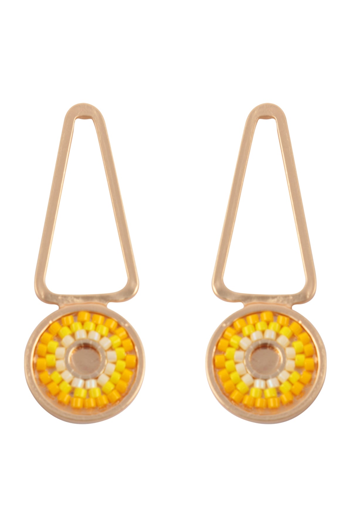 Yellow Geometric Seed Beads Drop Style Earrings - Set of Six Pieces
