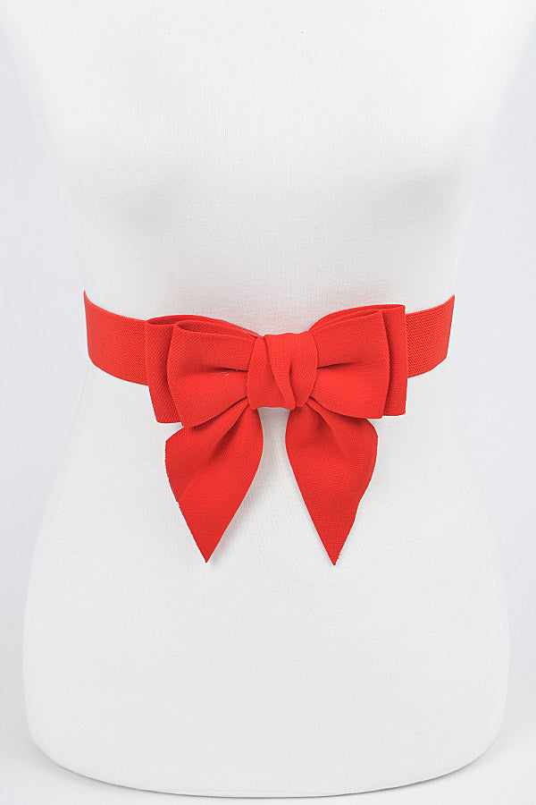 Red Ribbon Buckle Stretch Belt - Pack of 6