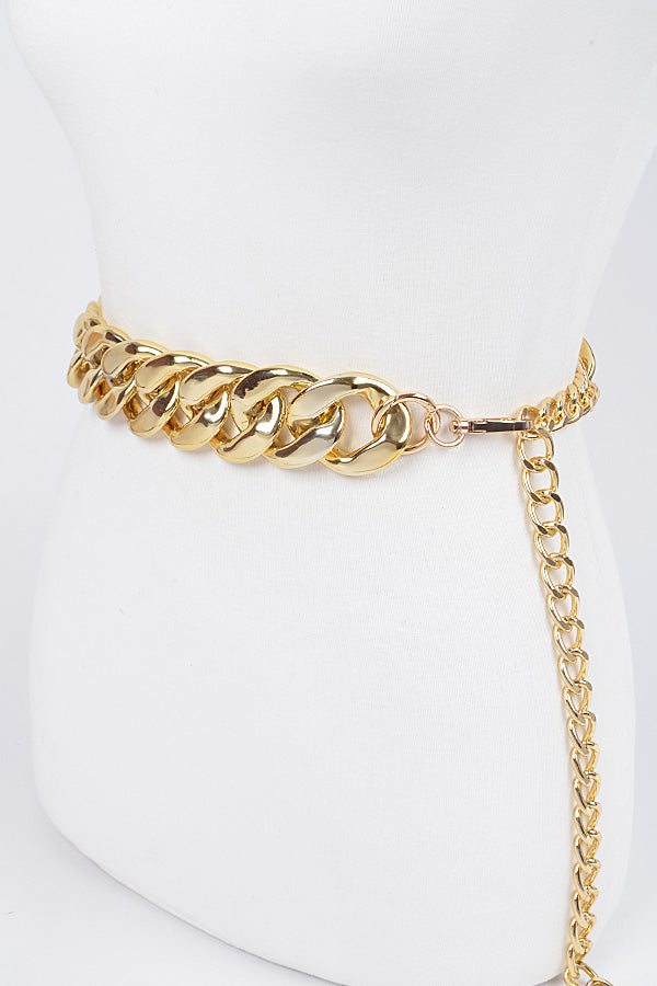 Pack of 6 - 1628 Gold Oversized Chain Belts