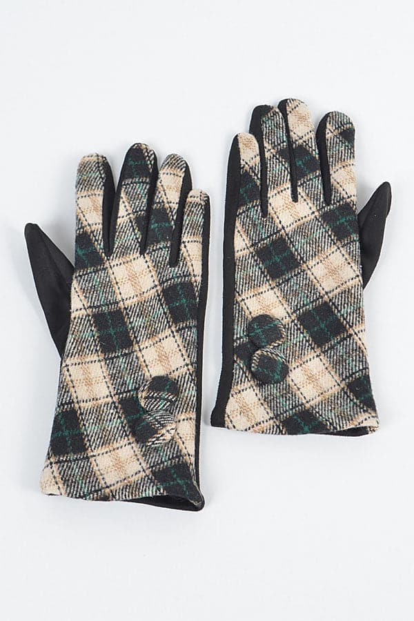 Set of 6 Stylish Black 1448 Plaid Pattern Gloves