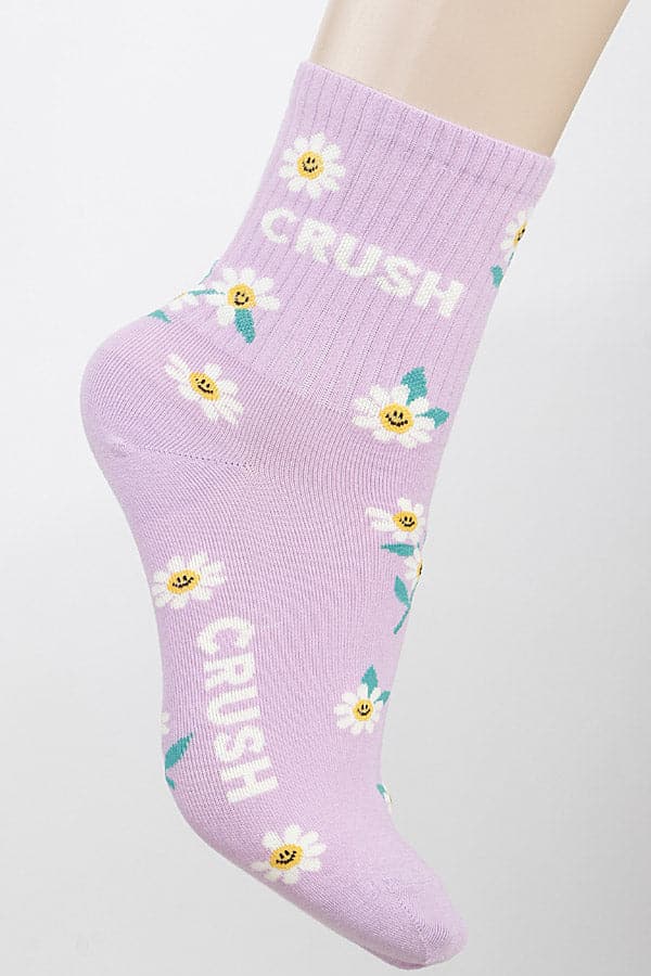 Pack of 6 Stylish 632 White Flower CRUSH Socks