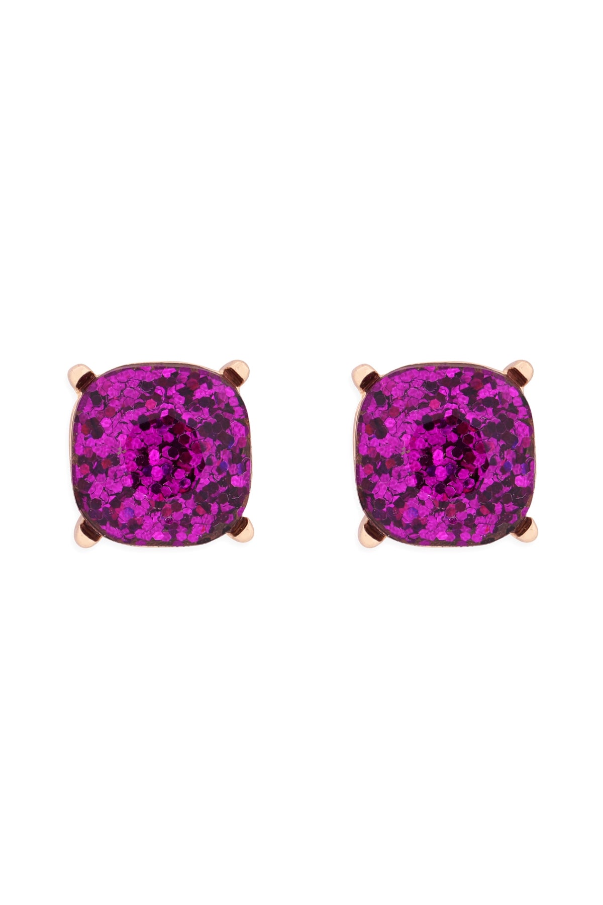 Purple Glittery Epoxy Stud Earrings - Set of Six Pieces