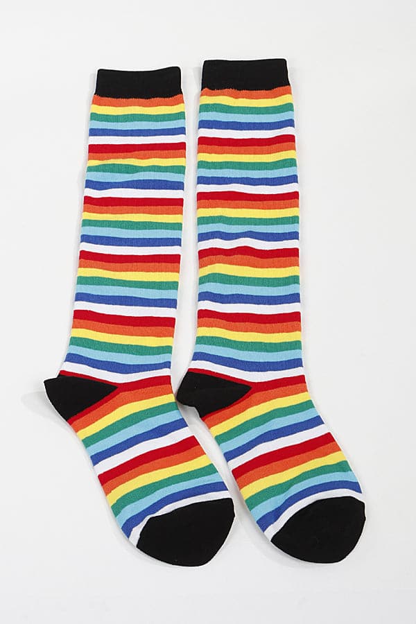 Pack of 6 400 Black Rainbow Stripe Socks