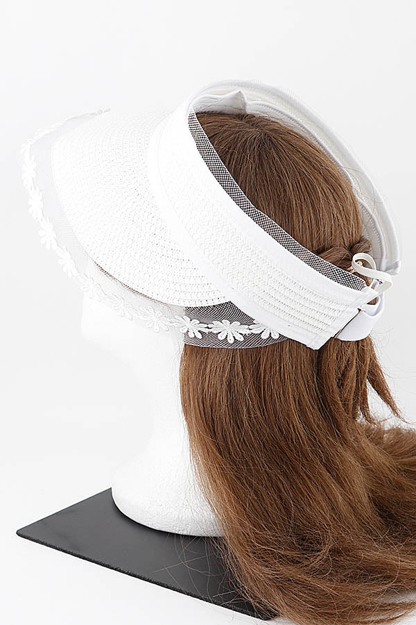 Pack of 6 Ivory Flower Lace Visor Hats - Product 480014