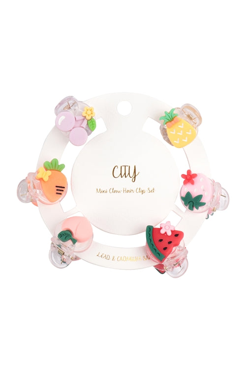 Multicolor Tropical Fruits Claw Hair Pin Set - 6 Pieces Pack