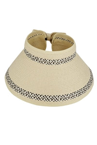 Six - Piece Set of Beige Two - Pattern Line Roll - Up Sun Visor Hats for Sun Protection