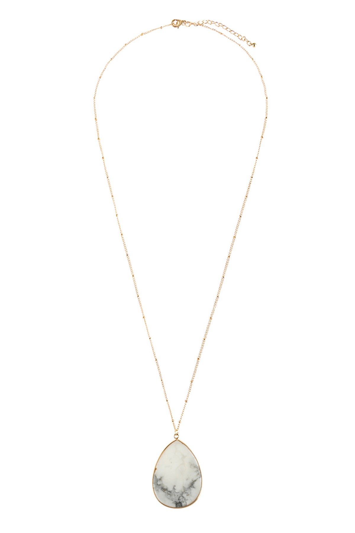 Pack of 6 Elegant White Oval Natural Stone Pendant Necklaces