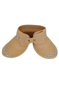 Six - Piece Pack of Taupe Two - Pattern Line Roll - Up Sun Visor Hats for Protection
