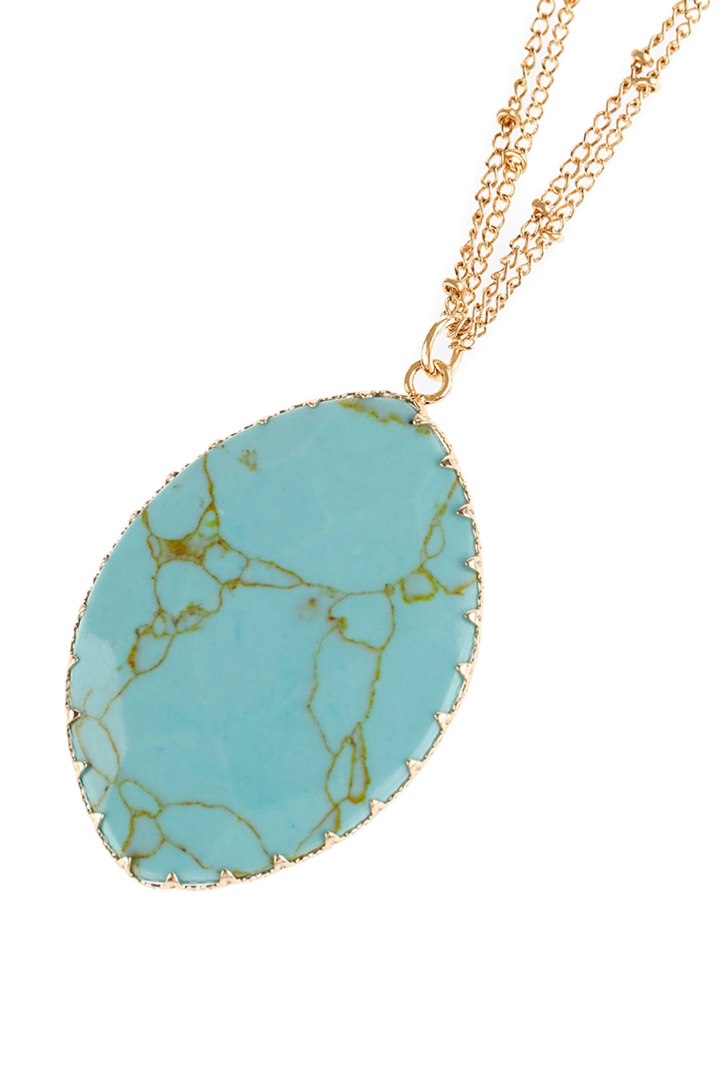 Set of 6 Turquoise Oval Wrap Pendant Chain Necklaces with Natural Stone