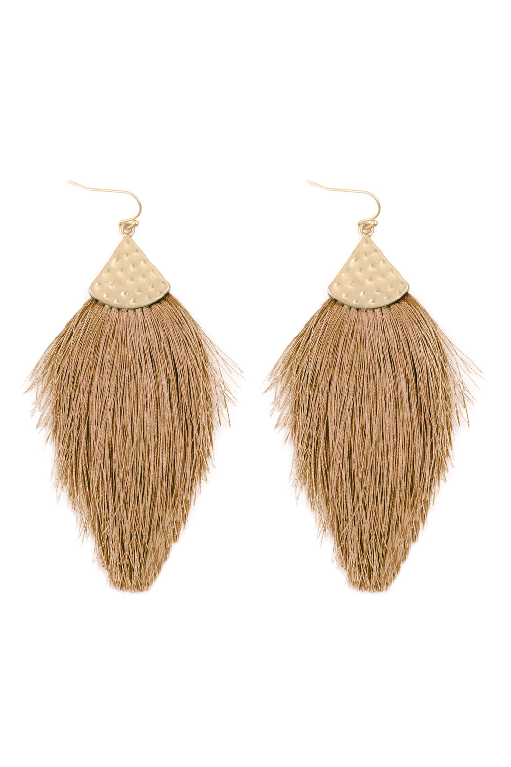Light Brown Thread Tassel Drop Earrings - Set of 6 Pieces