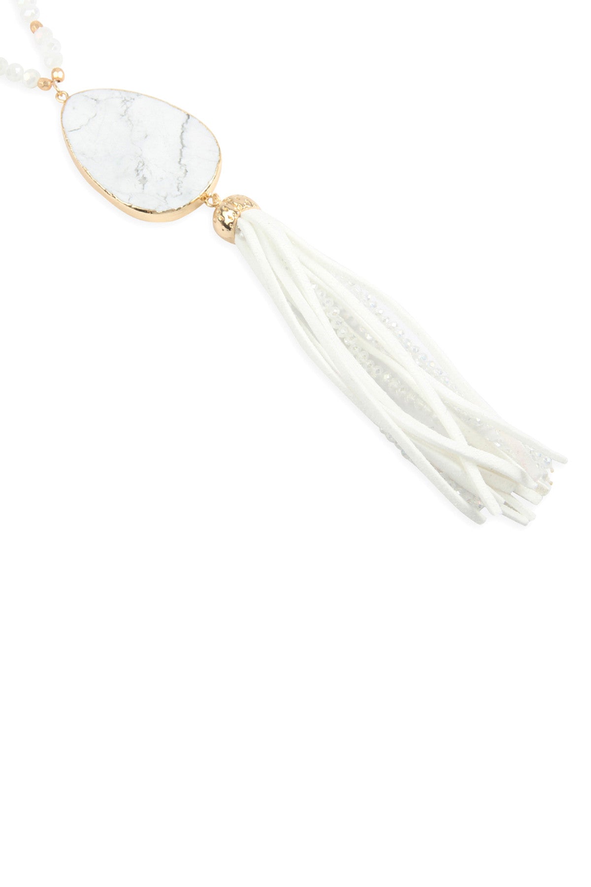 Pack of 6 White Natural Stone Tassel Pendant Necklaces