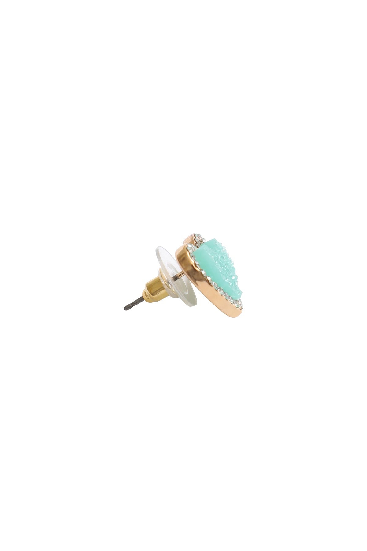 Aqua Valentine Heart Druzy and Rhinestone Post Earrings - Set of 6