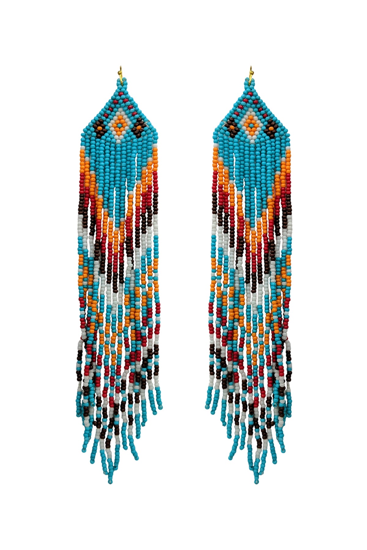 Pack of 6 Western-Style Turquoise Aztec Seed Bead Fringe Drop Earrings for Fashionable Women