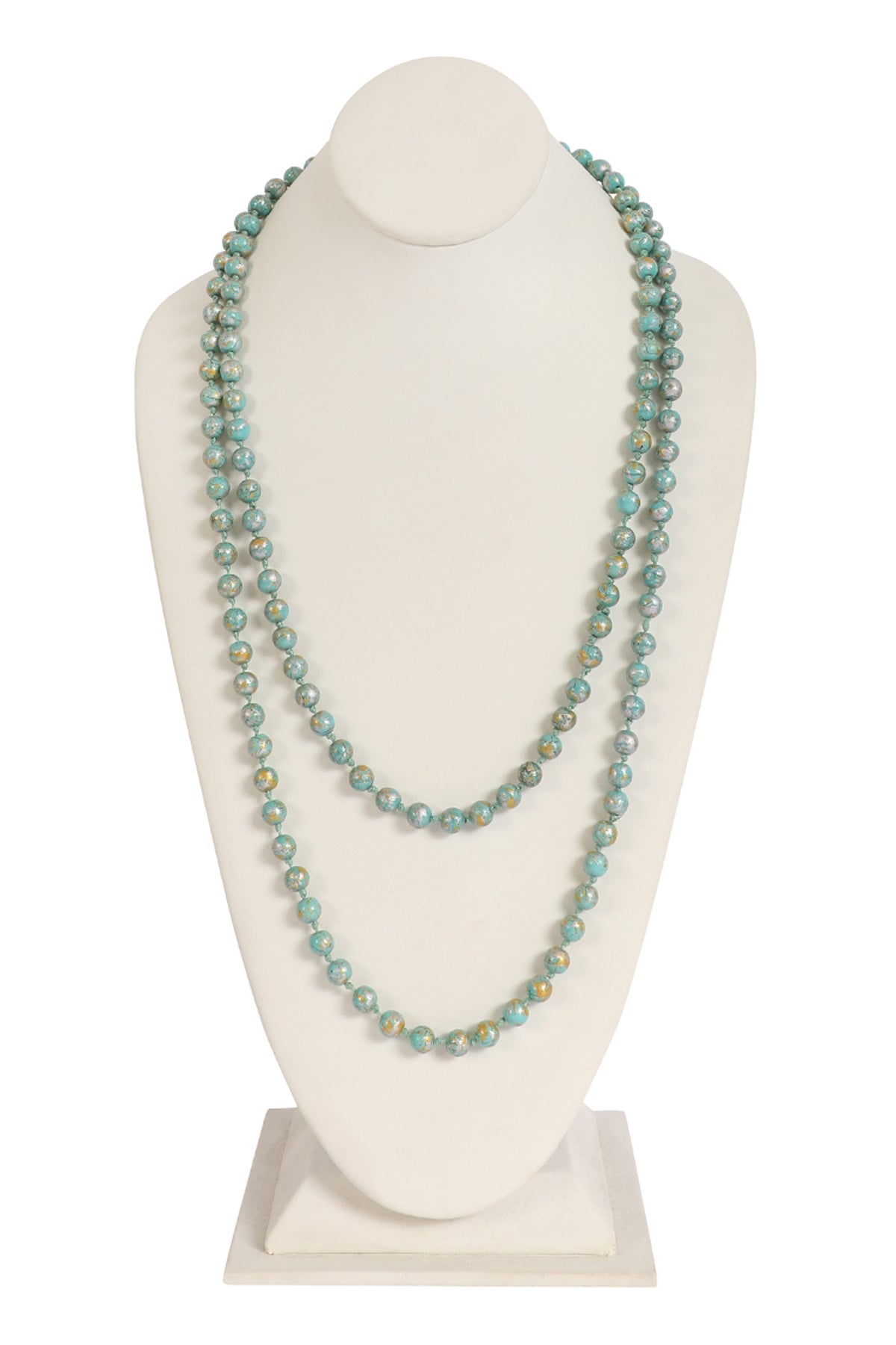 6 - Piece Pack of Versatile Long Necklaces Made with Natural Turquoise Mint - Colored Stone Beads