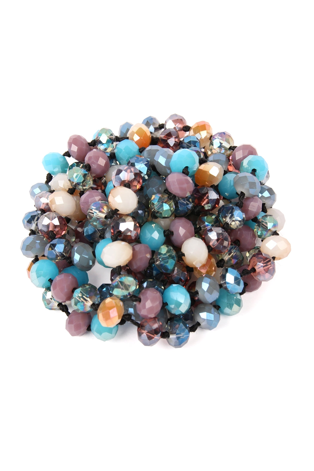 6-Piece Set of Hand-Knotted Turquoise and Purple Longline Necklaces