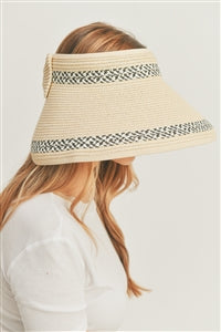 Six - Piece Set of Beige Two - Pattern Line Roll - Up Sun Visor Hats for Sun Protection