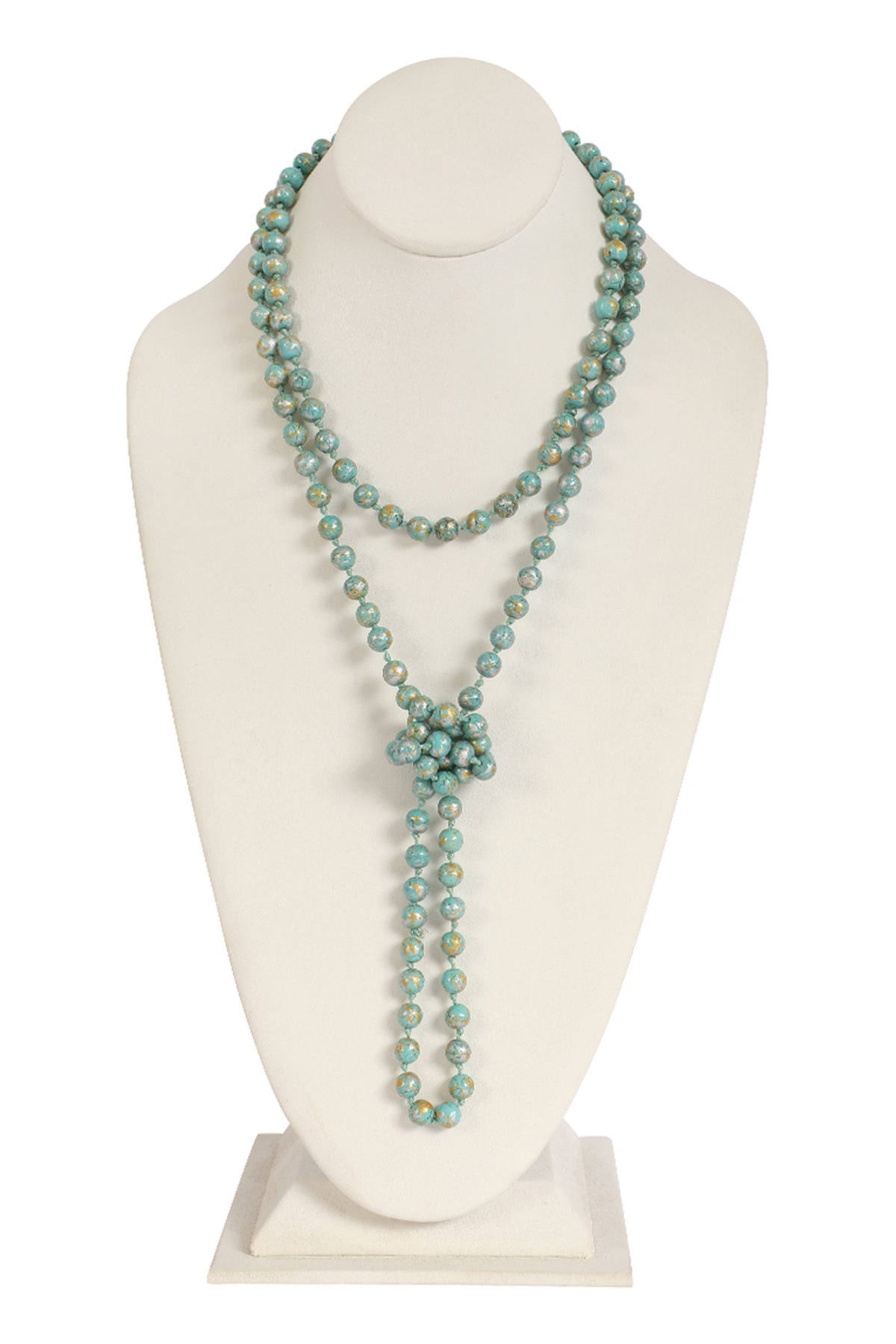 6 - Piece Pack of Versatile Long Necklaces Made with Natural Turquoise Mint - Colored Stone Beads
