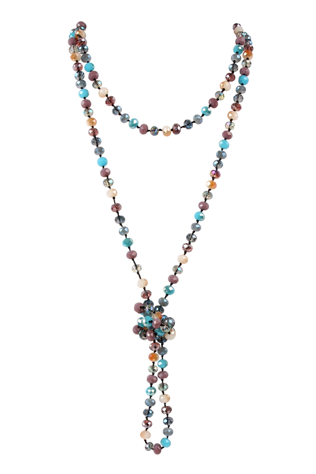 6-Piece Set of Hand-Knotted Turquoise and Purple Longline Necklaces
