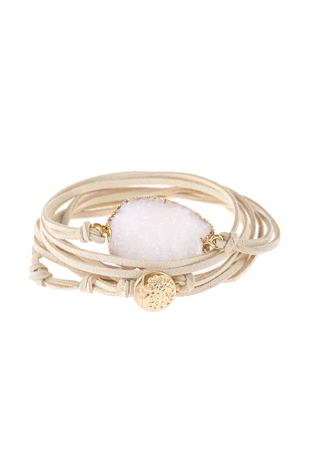 Set of 6 White Druzy Stone Charm Bracelets for Women's Jewelry