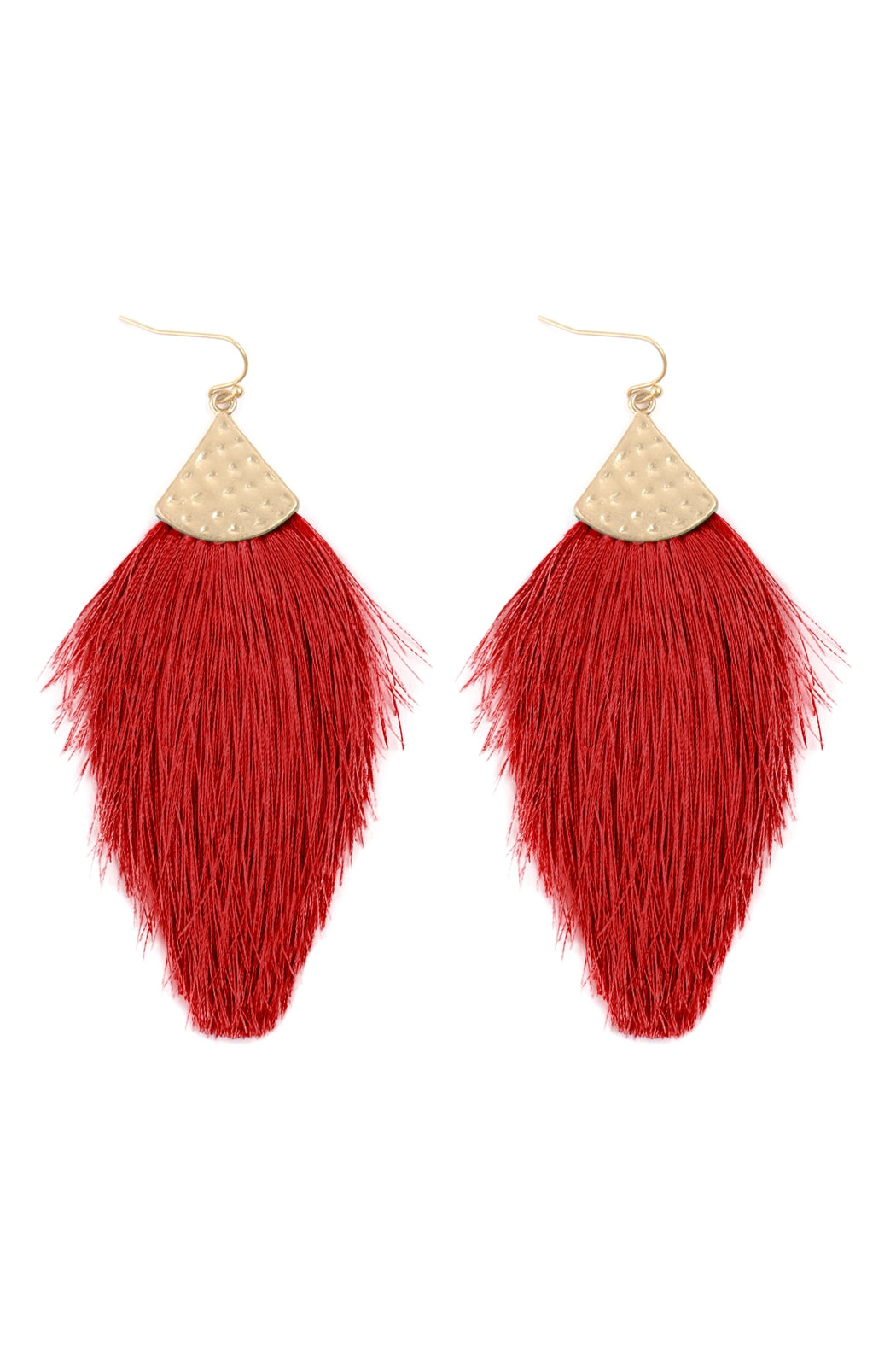 Fashionable Burgundy Thread Tassel Drop Earrings - Set of 6 Pieces