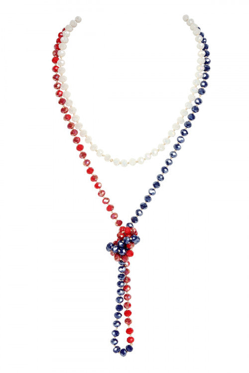 UUSAA Pack of 6 Hand - Knotted Longline Glass Bead Necklaces