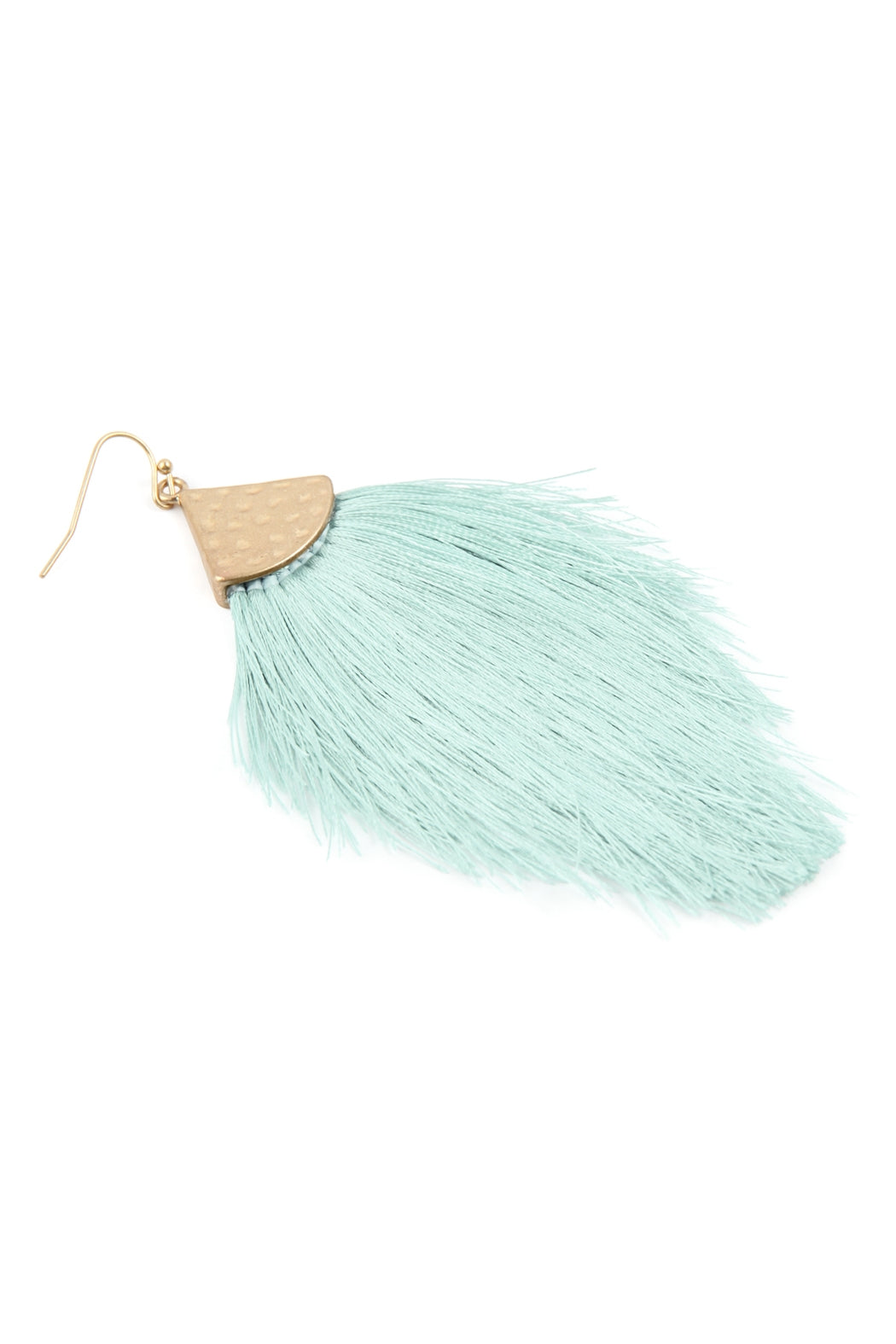 Mint Green Thread Tassel Dangle Earrings - Set of Six Pieces