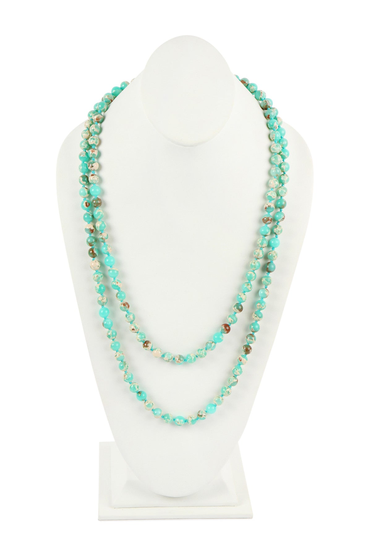 6-Pack Turquoise 60-Inch Natural Marble Bead Long Necklaces