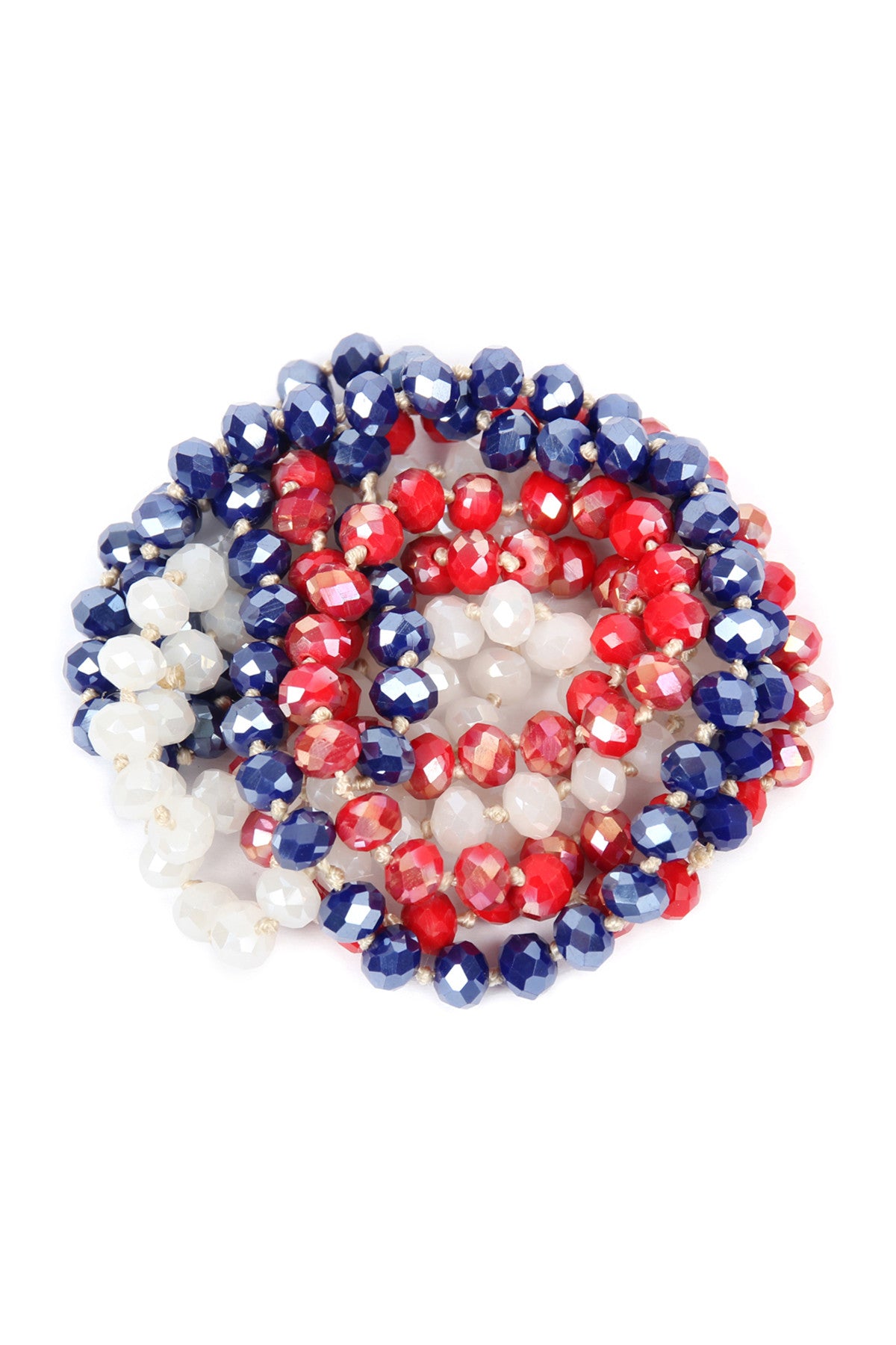 UUSAA Pack of 6 Hand - Knotted Longline Glass Bead Necklaces