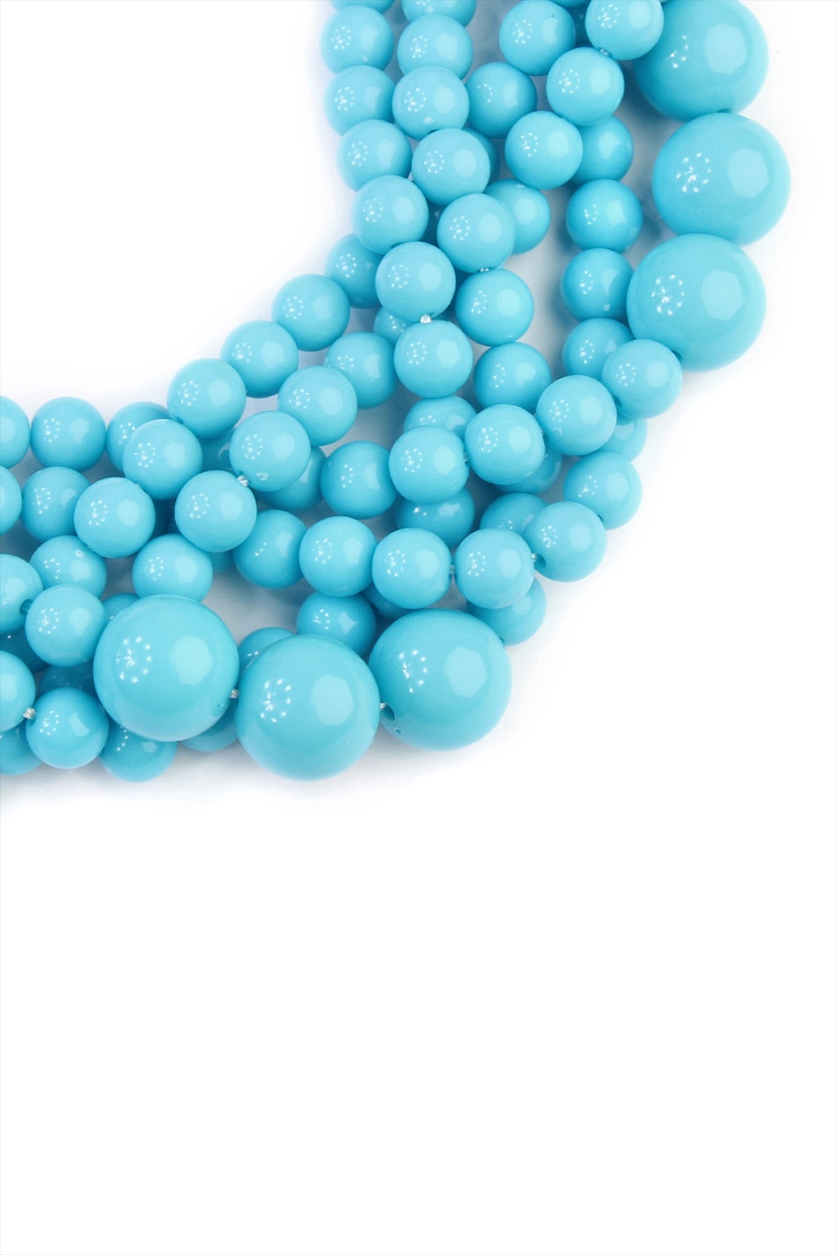Set of 6 Turquoise Multi - Strand Bubble Style Choker Necklaces Along with Matching Earrings