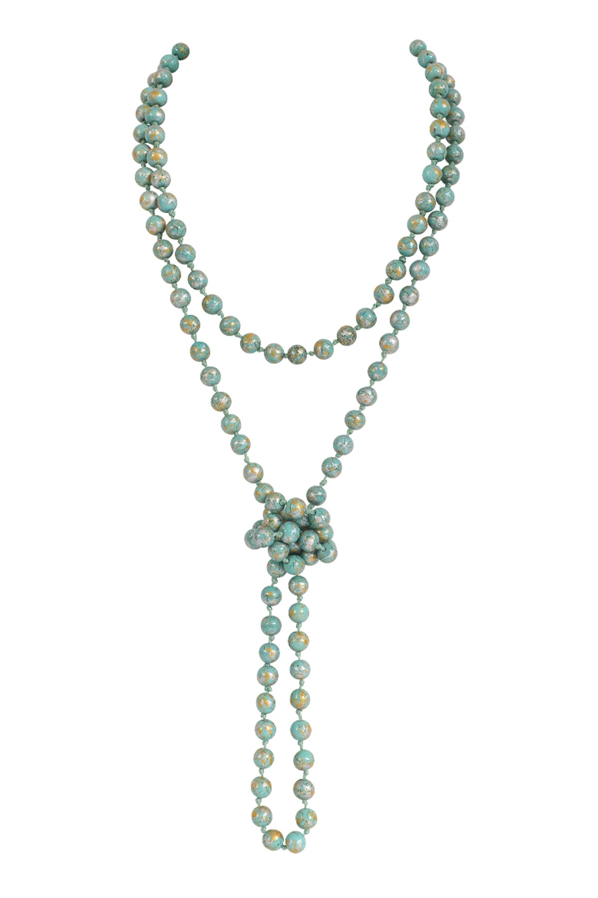 6 - Piece Pack of Versatile Long Necklaces Made with Natural Turquoise Mint - Colored Stone Beads