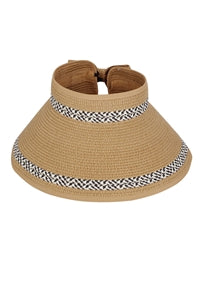 Six - Piece Pack of Taupe Two - Pattern Line Roll - Up Sun Visor Hats for Protection