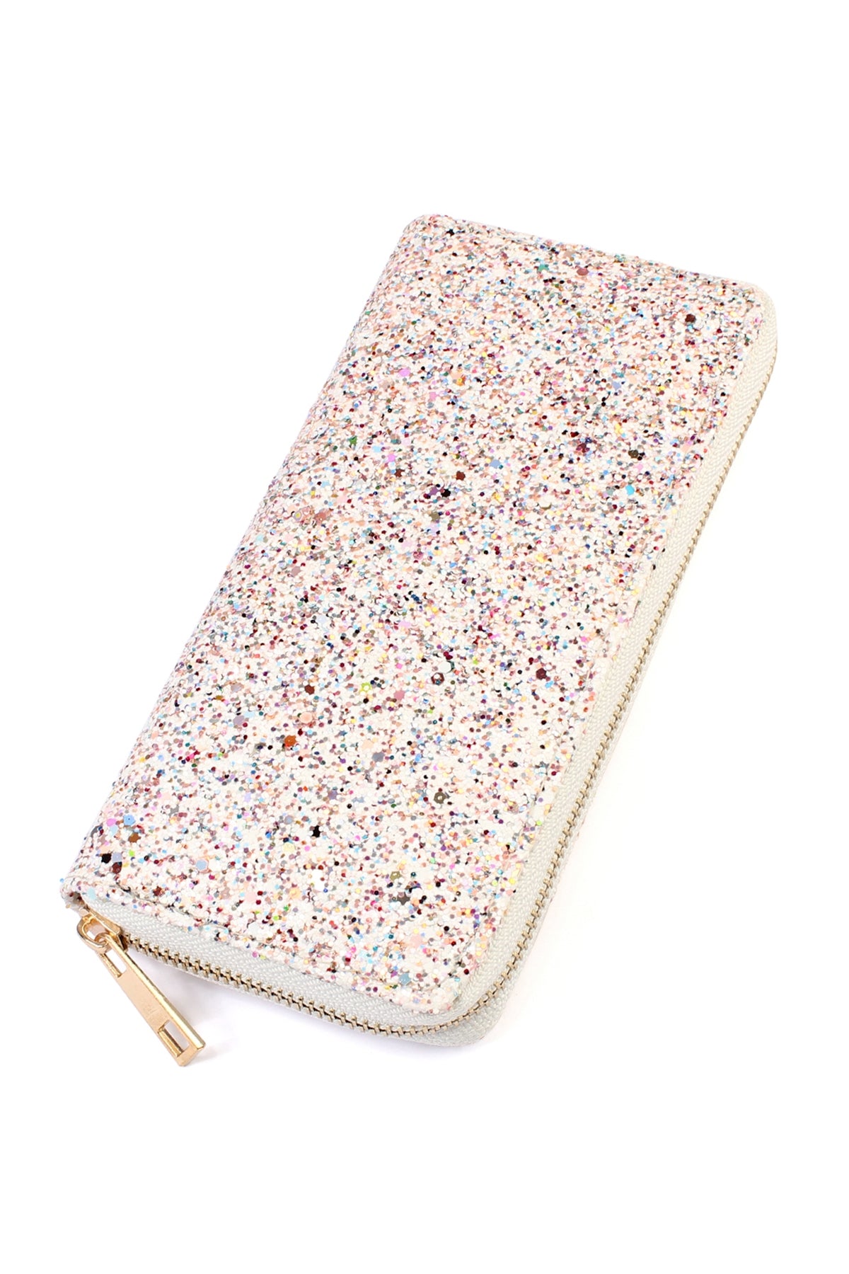 Set of 6 White Glittery Zipper Wallets for Everyday Use