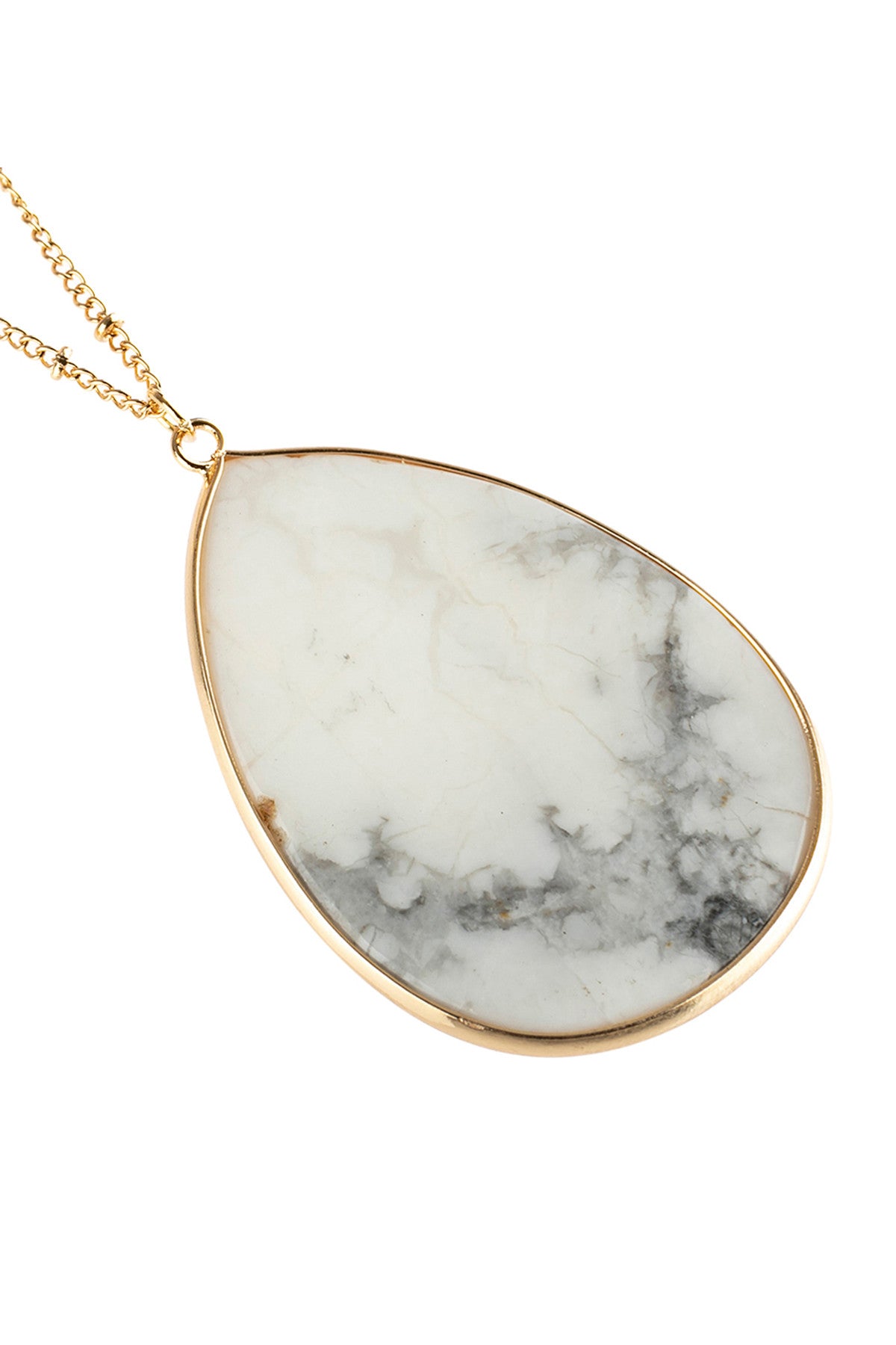 Pack of 6 Elegant White Oval Natural Stone Pendant Necklaces