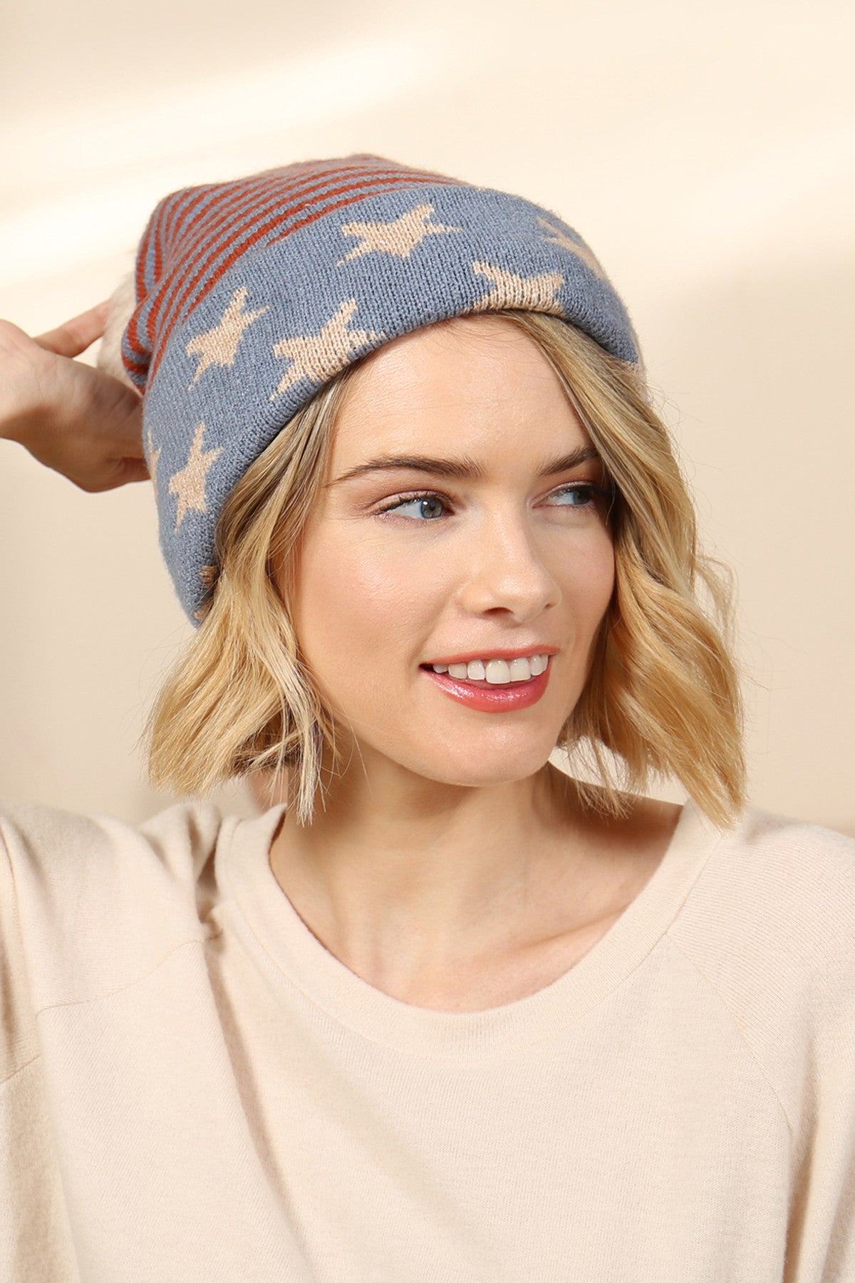 6-Pack USA Accent Dual-Purpose Beanie Scarf with Light Print in Acrylic