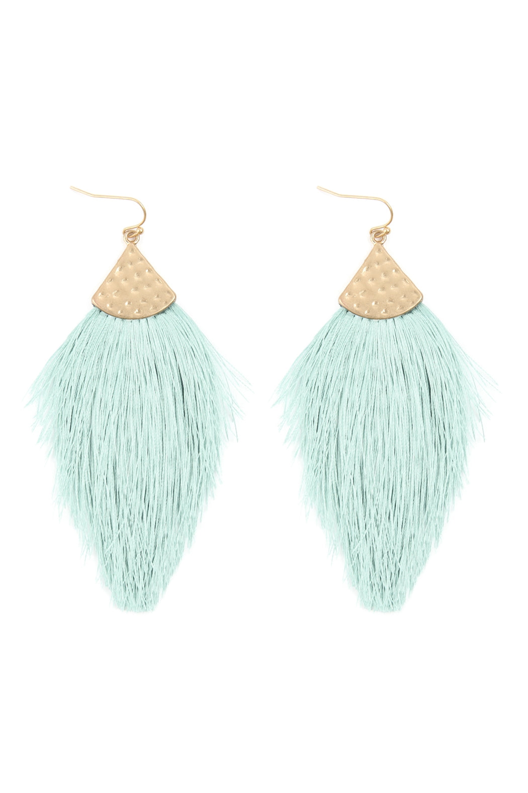 Mint Green Thread Tassel Dangle Earrings - Set of Six Pieces