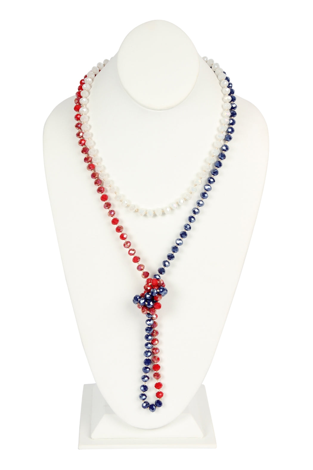 UUSAA Pack of 6 Hand - Knotted Longline Glass Bead Necklaces