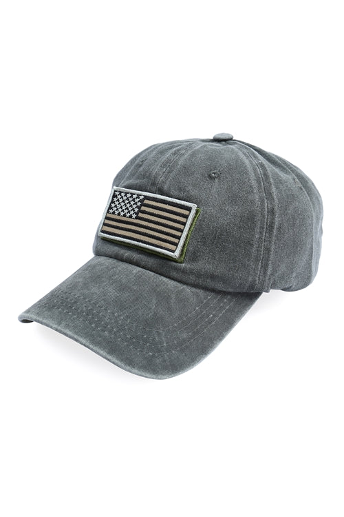 USA Double Patch Flag Green Baseball Caps - Set of Six Caps