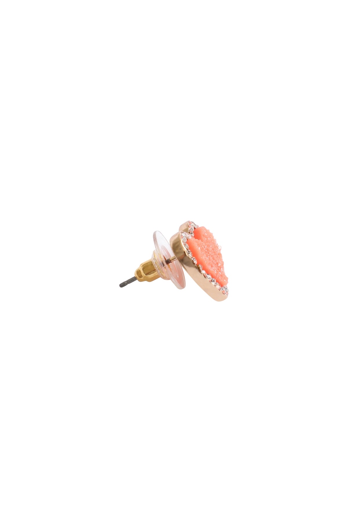 6-Pack Coral Valentine Heart Druzy Rhinestone Post Earrings