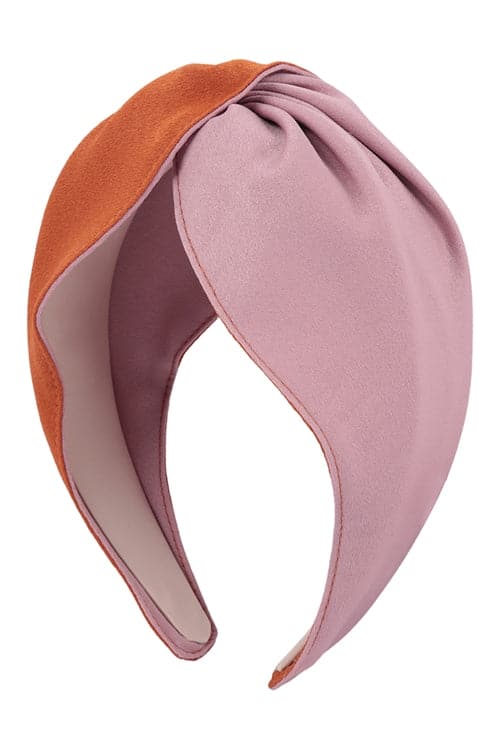 Fashionable Two - Tone Twisted Fabric Headband Hair Accessories in Pink - Set of Six Pieces