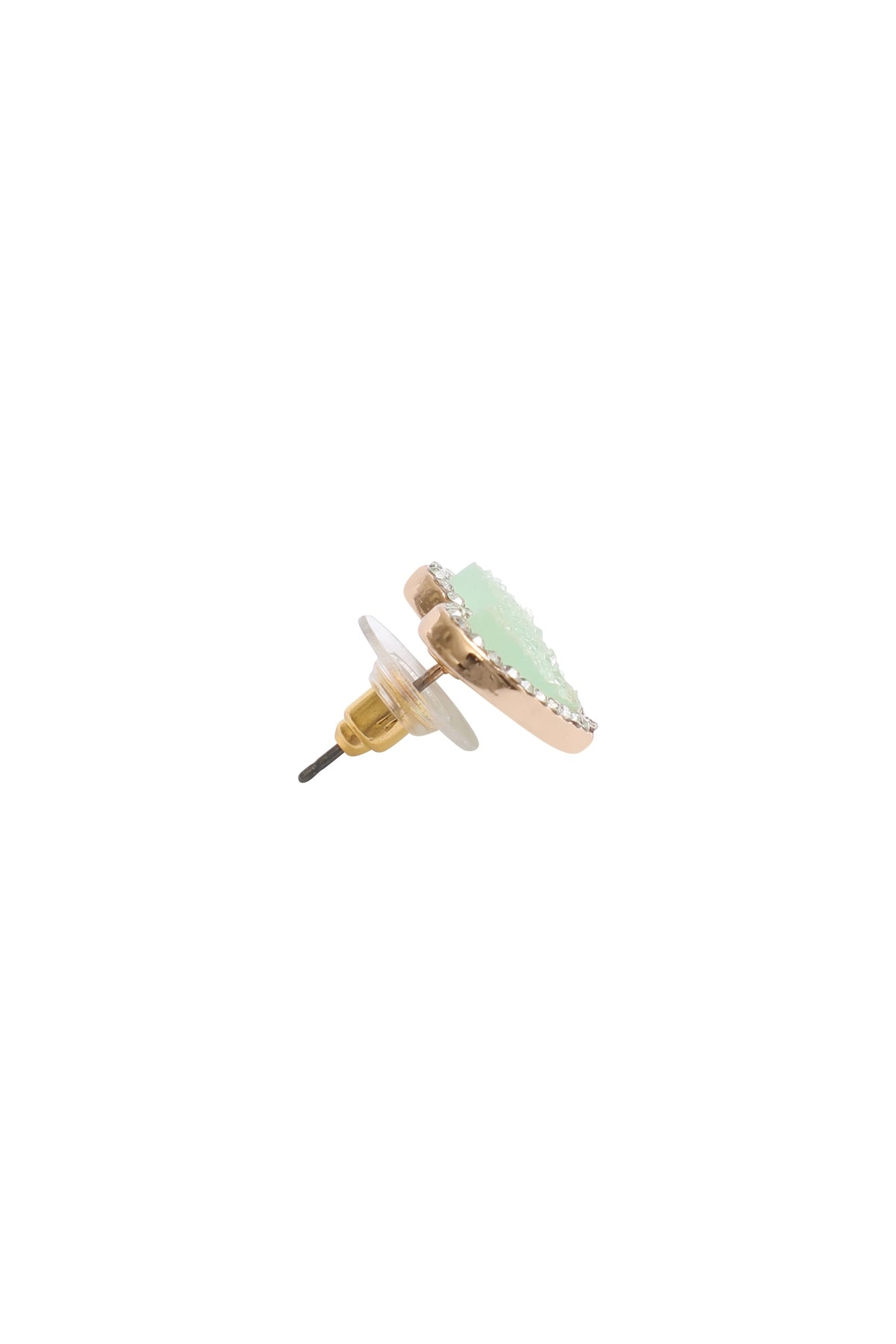 Valentine's Day Heart-Shaped Druzy and Rhinestone Stud Earrings in Mint Color - Pack of Six Pieces