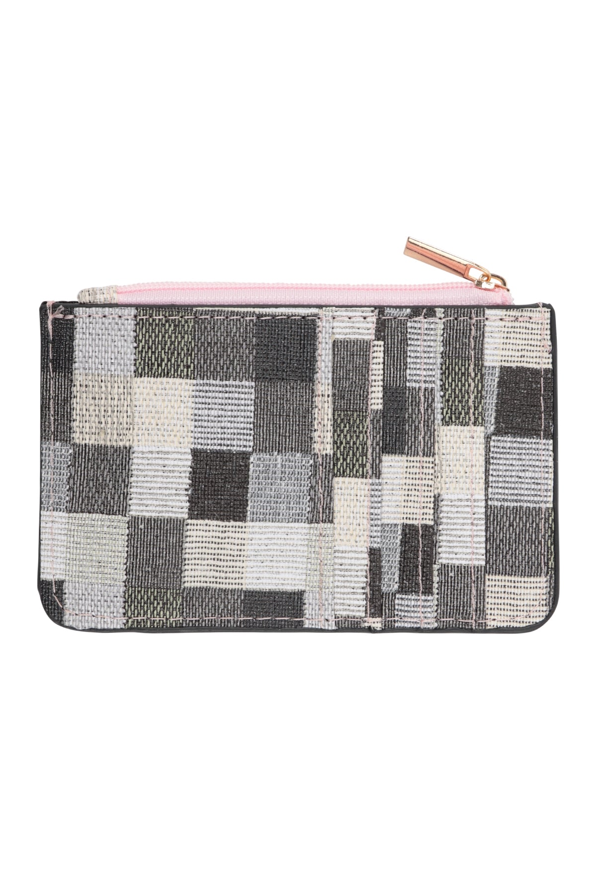 Black Tile Pattern Zipper Wallet with Card Holder - Set of 6