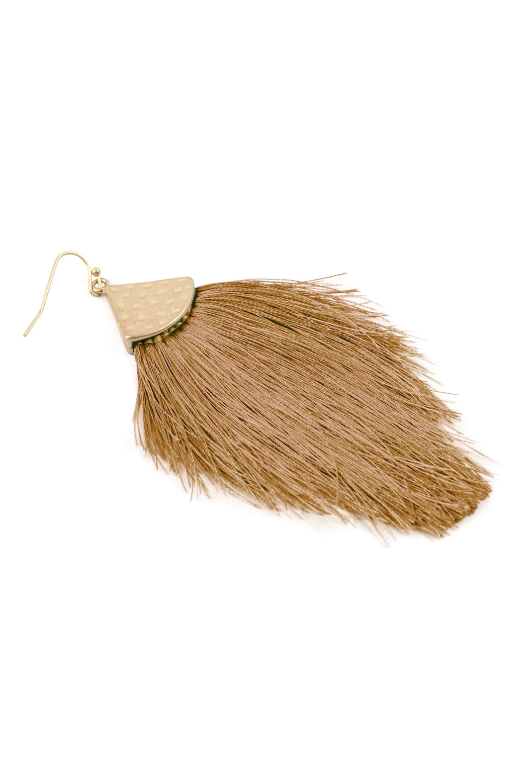 Light Brown Thread Tassel Drop Earrings - Set of 6 Pieces